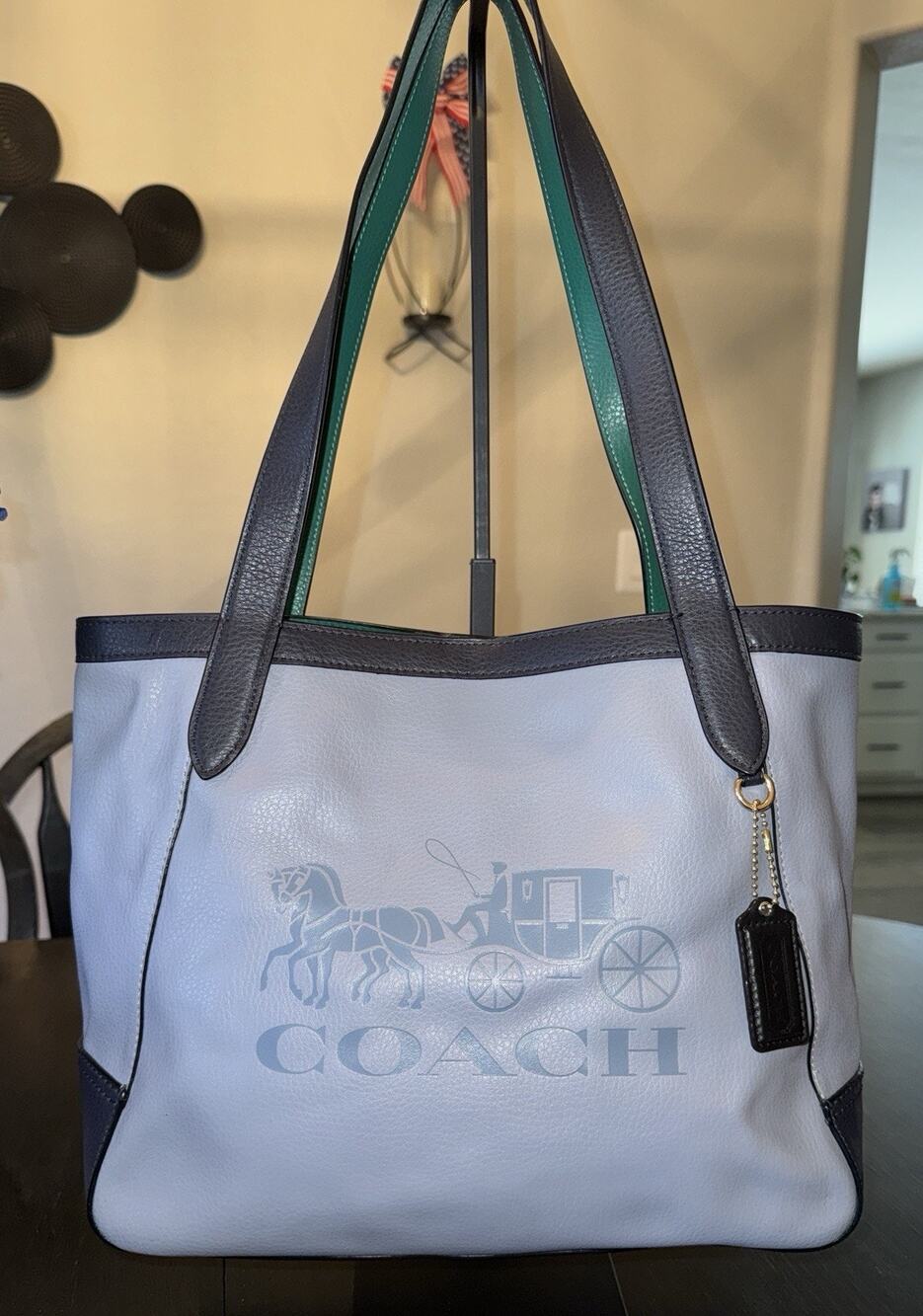 Coach Tote 27 Colorblock with Horse and Carriage In Twilight Multi
